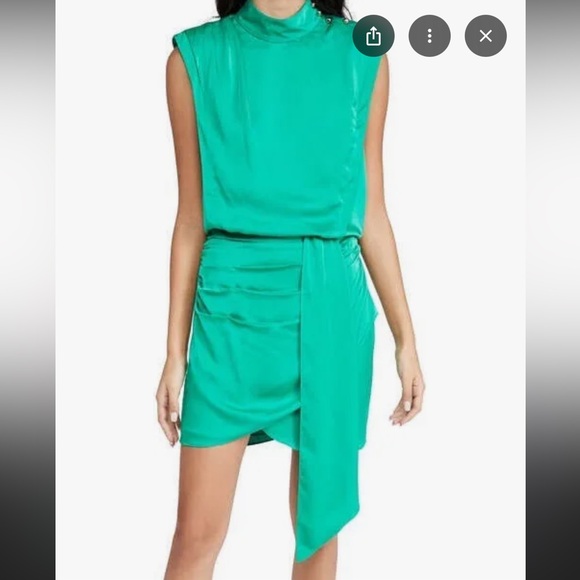 Green Ruched Mini Skirt - Picture 2 of 6